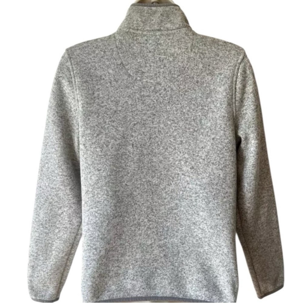 L.L. Bean Fleece Knit Sweater Pullover Quarter Snap in Heather Gray / Pewter - Picture 5 of 5
